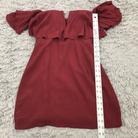 Lovers + Friends Revolve Mini Dress XS Primrose Strapless Cold Shoulder Wine Red - Picture 8 of 8